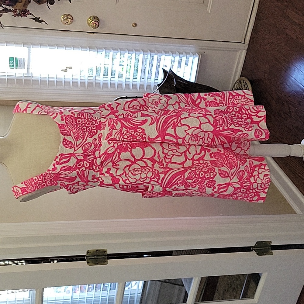 Anthropologie Victoria Virginia pink white floral sleeveless dress size 10 EUC